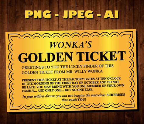 Golden Ticket Template Willy Wonka