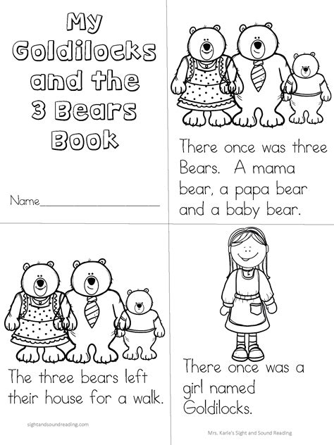 Goldilocks And The Three Bears Book Printable