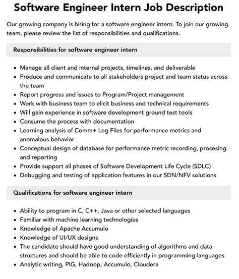 Goldman Sachs Software Engineer Intern Job Description