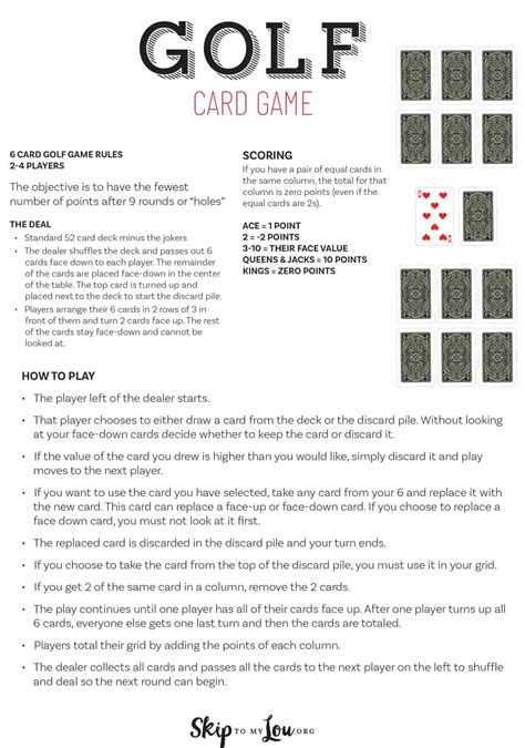 Golf Card Game Rules Printable