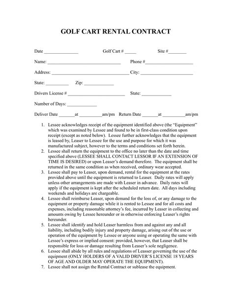 Golf Cart Rental Agreement Template Fill Out and Sign Printable PDF
