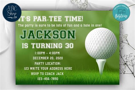 Golf Birthday Invitation Template Free