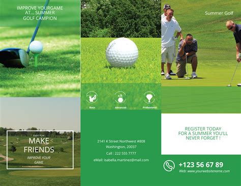 Free Summer Golf TriFold Brochure Template in Adobe