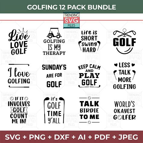 Download Golf Bundle, Golfing Quotes Commercial Use DXF Files