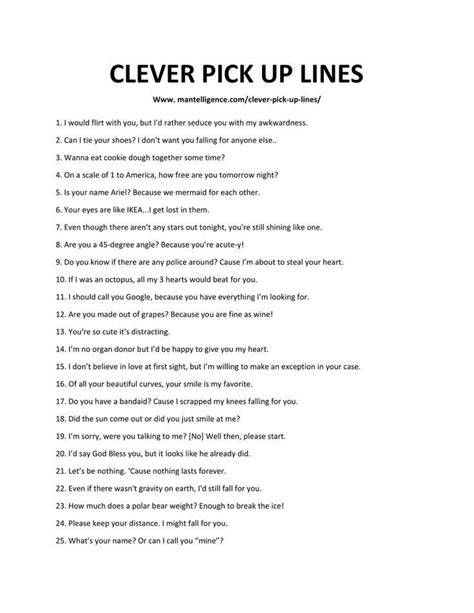 Good Pick Up Lines To Start A Conversation