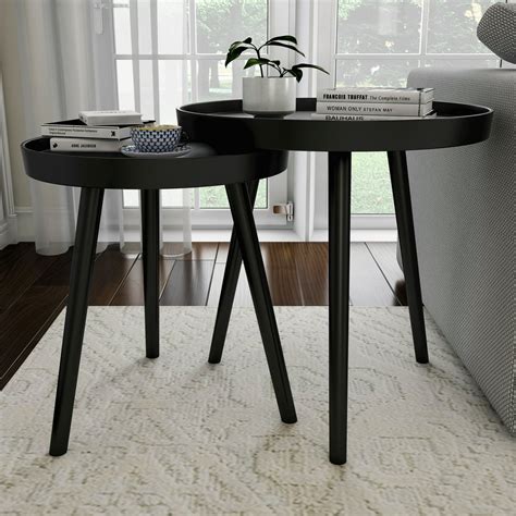 Good Prices End Table Set Of 2 Black