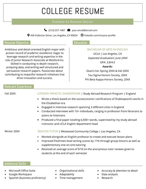 Good Resume Templates For College Students