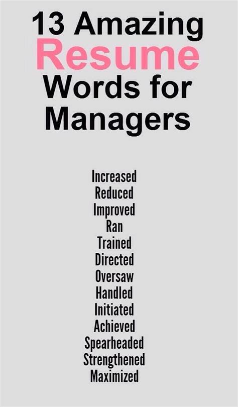 Good Resume Words For Managers