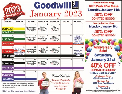 August sales calendar Goodwill shopping, Goodwill, Sale