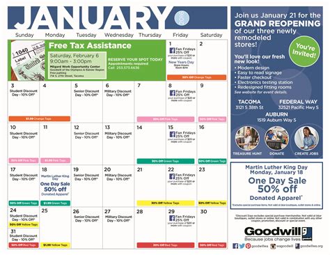 Find Goodwill's weekly tag sale calendar here now! Find sales events
