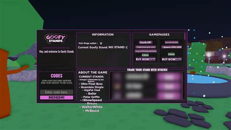 Goofy Stands Codes - Roblox