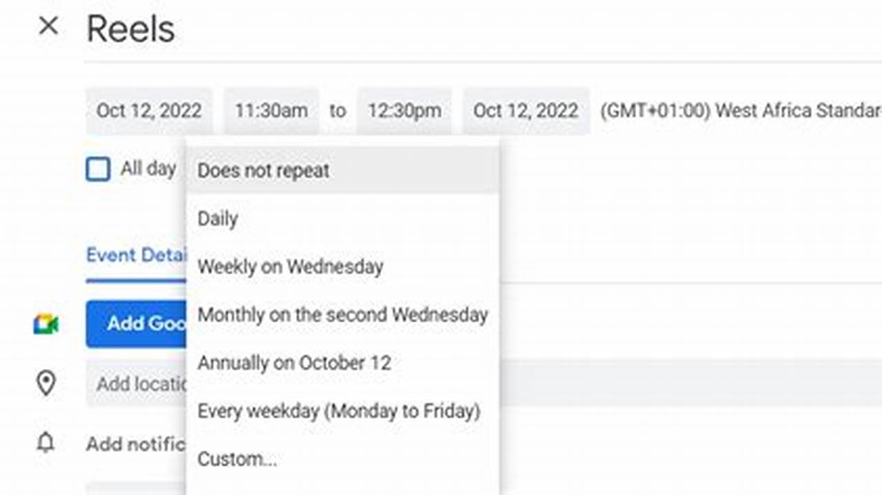Google Calendar Create Recurring Tasks