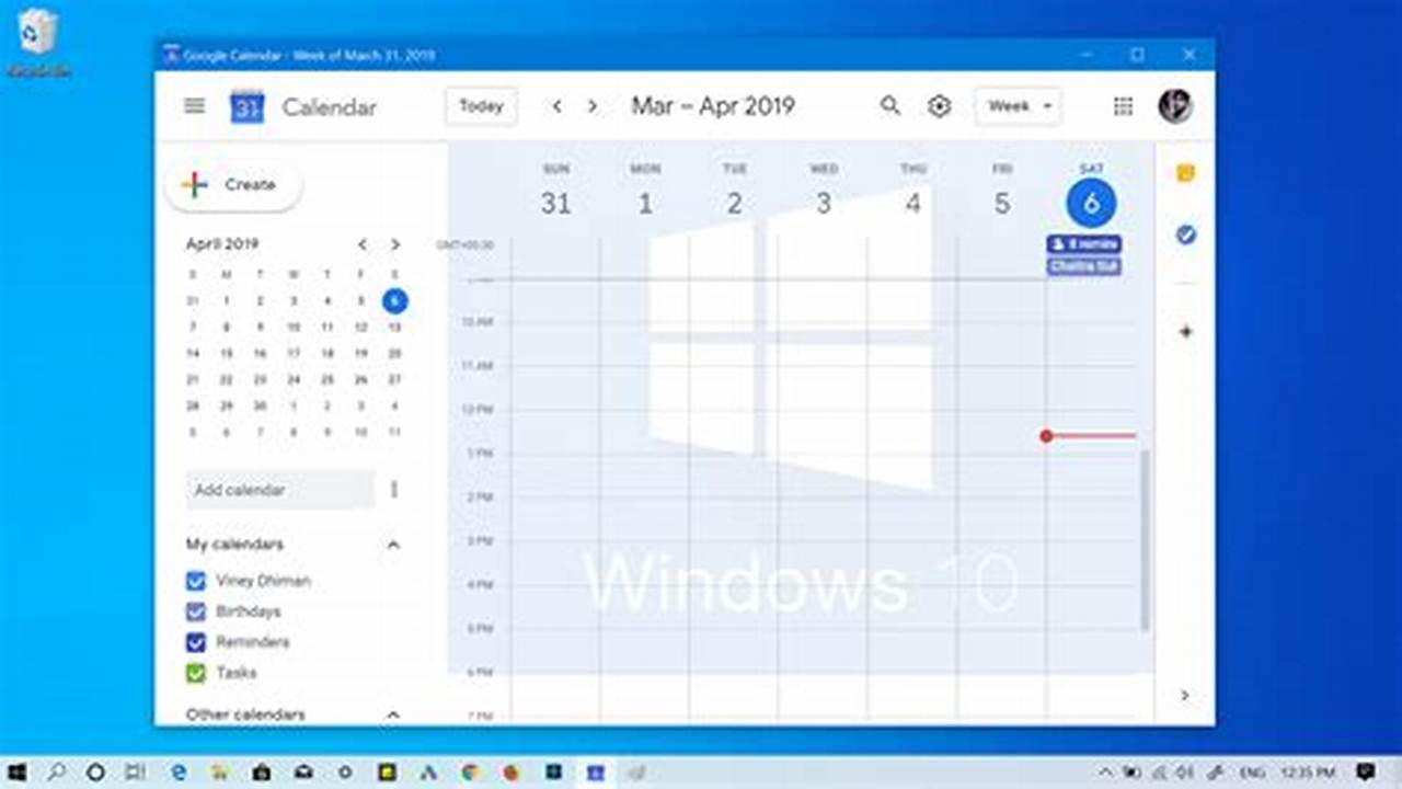 Google Calendar For Windows 10