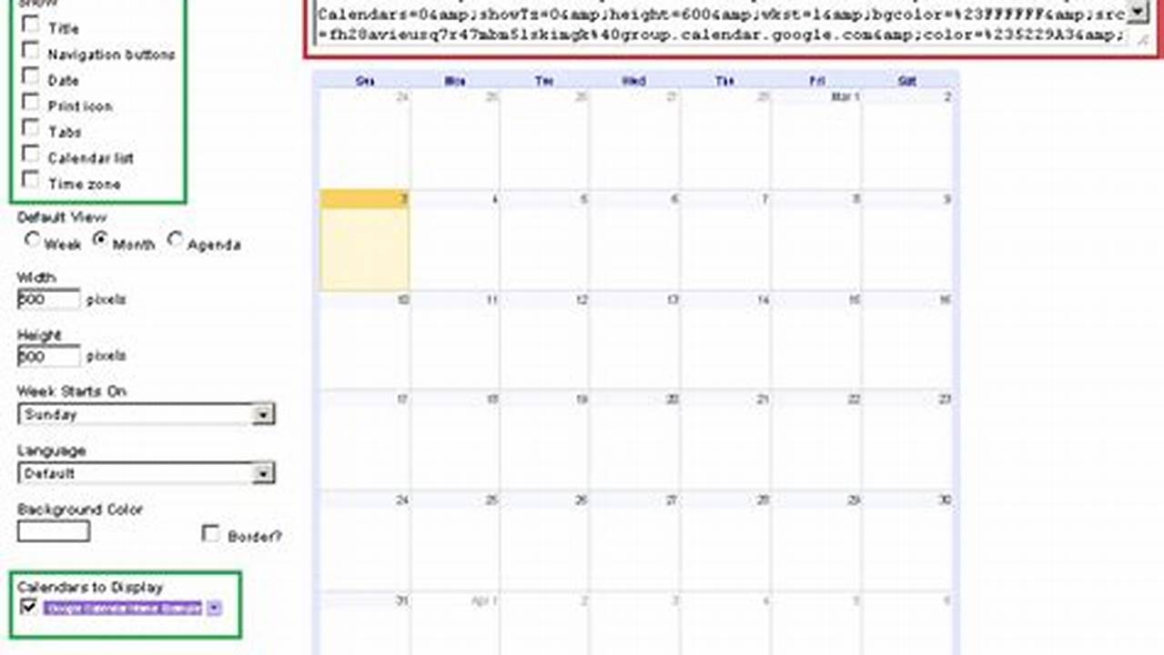 Google Calendar Iframe Customize