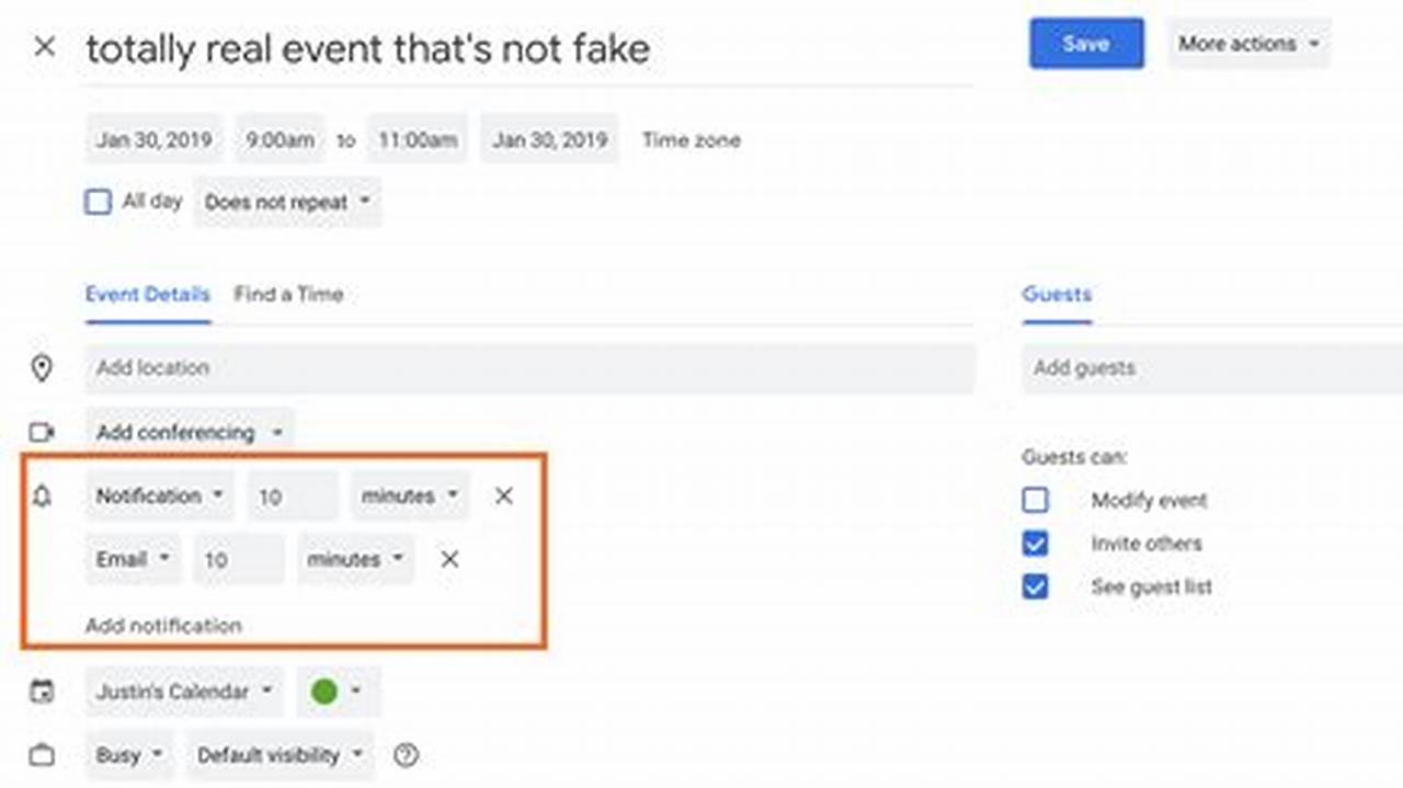 Google Calendar Notification Settings