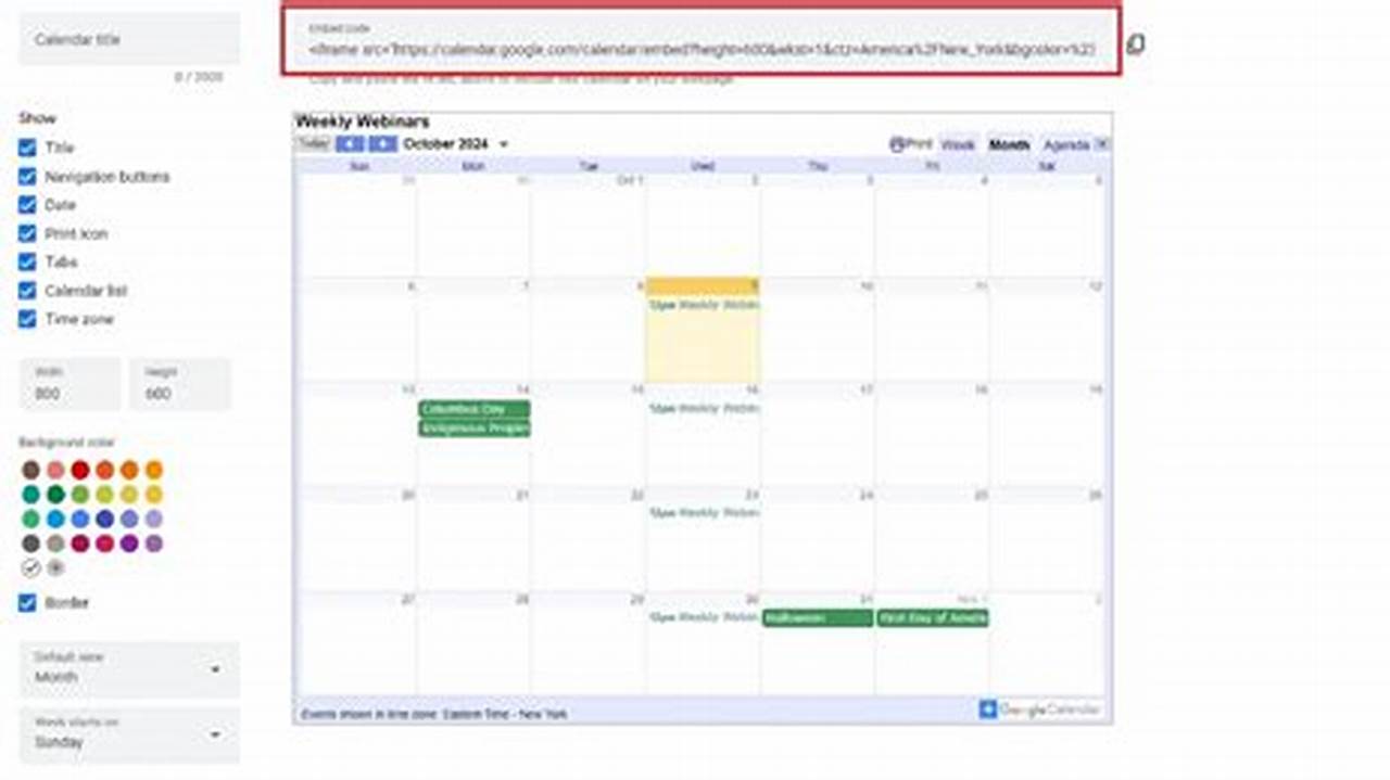 Google Calendar Plugin Html