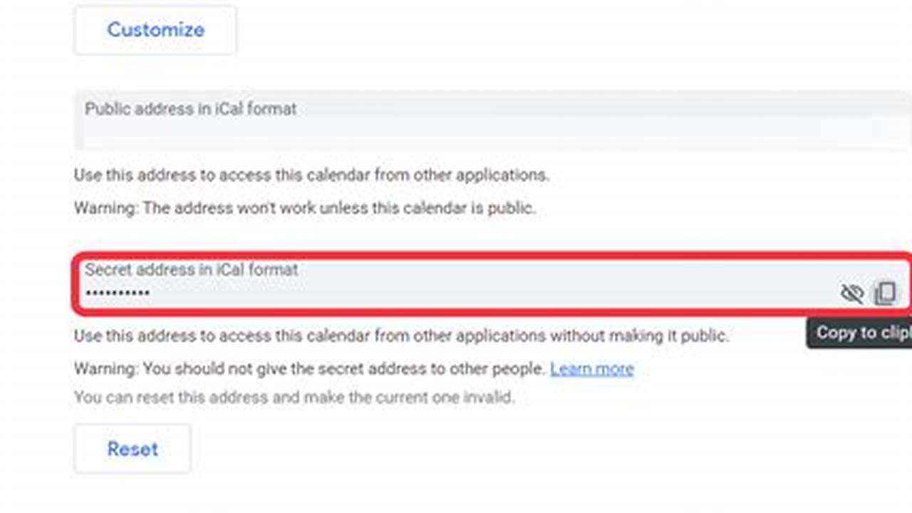 Google Calendar Secret Address In Ical Format