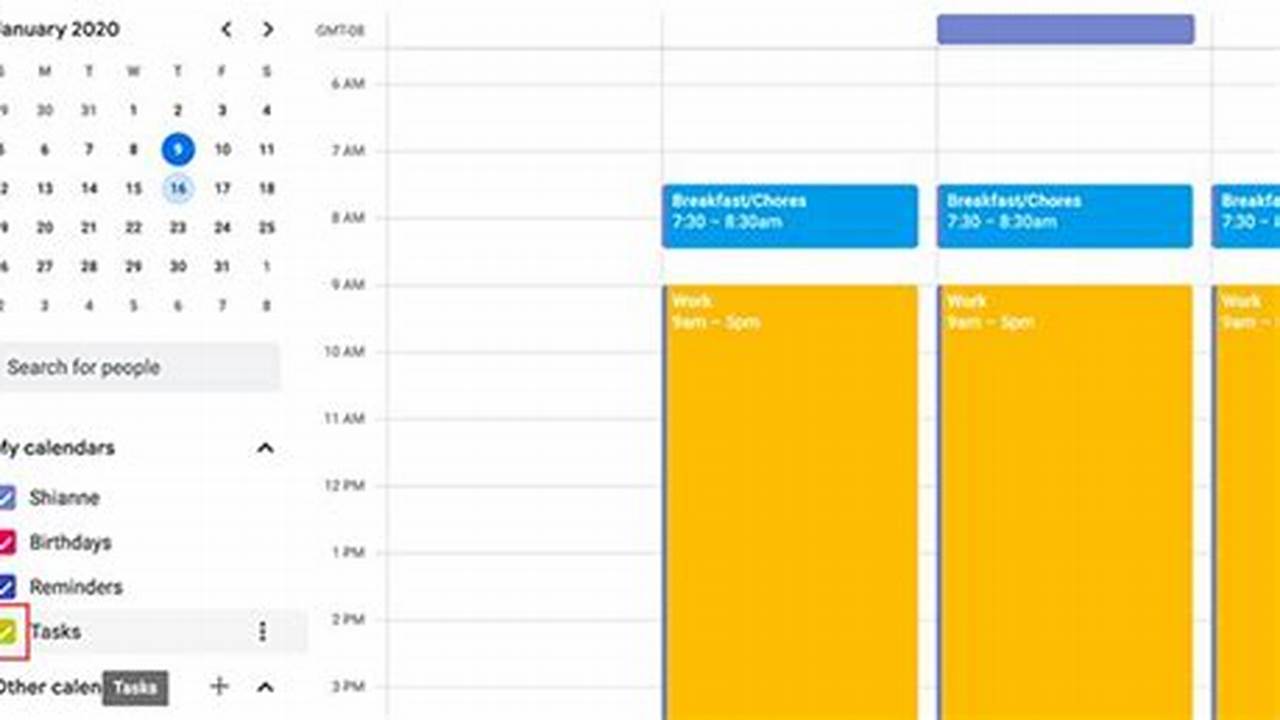 Google Calendar Tasks Widget