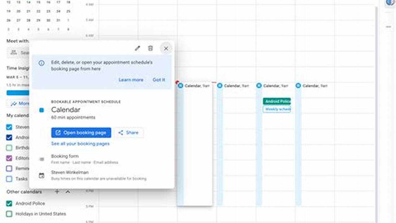 Google Calendar Webpage