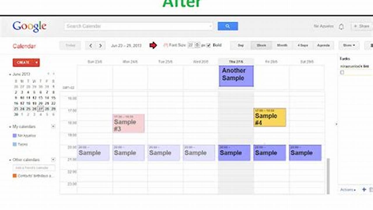 Google Calendar With Readable Fonts
