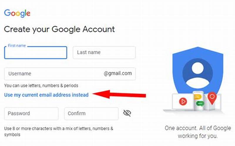 Google Create Account Form
