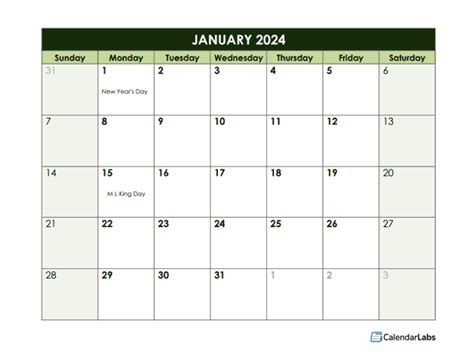 Google Doc Calendar Template 2024
