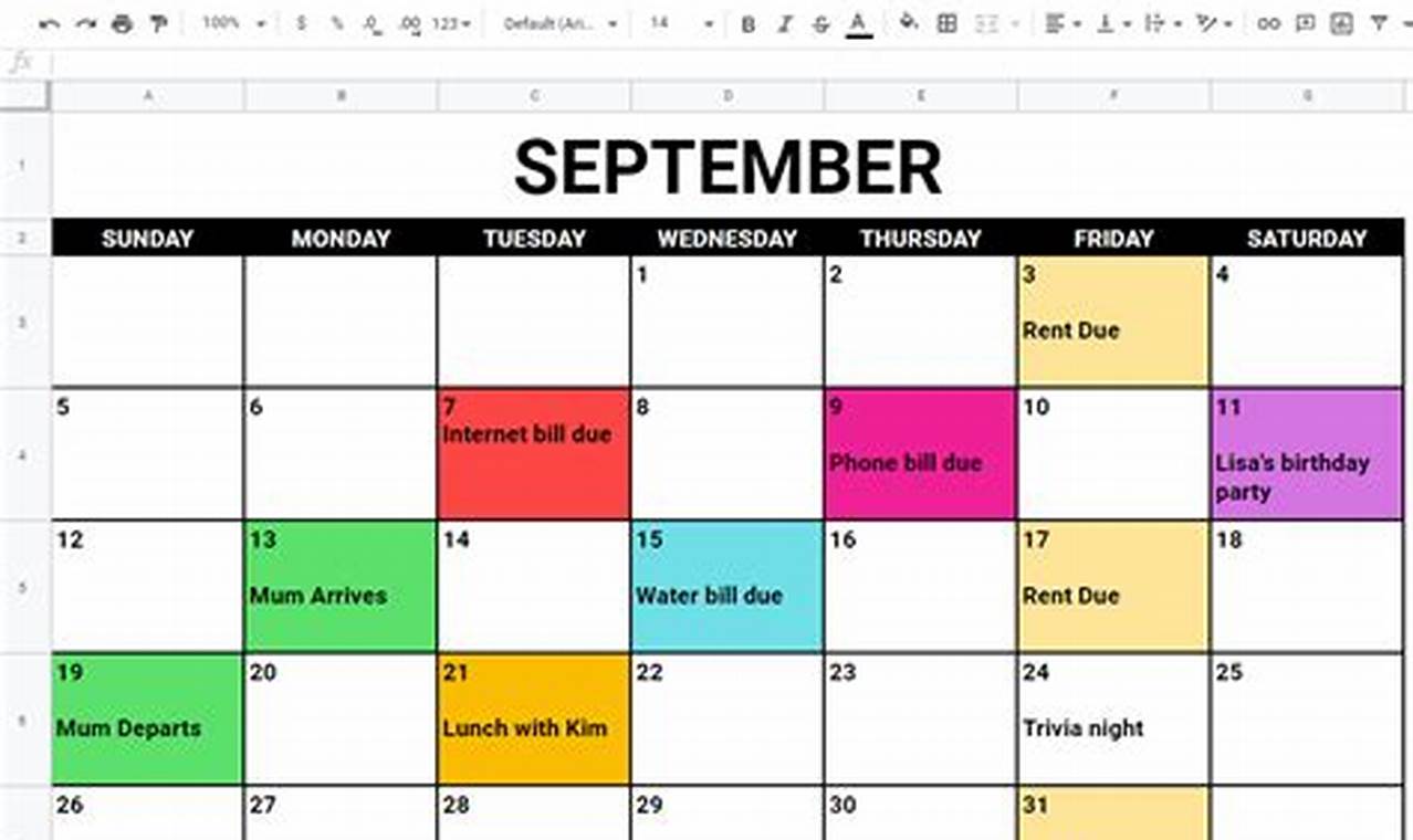 Google Sheets 2024 Calendar Template Free Editable 2022