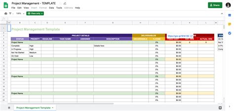 Project Plan Template using Google Sheets eFinancialModels
