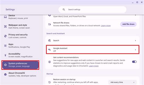 Google Assistant Settings on Chromebook