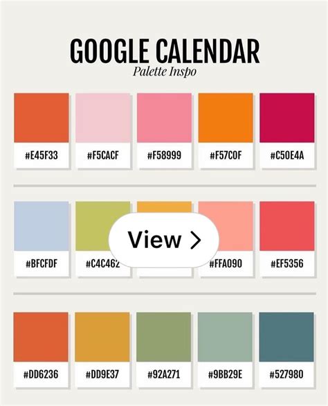 Google Cal Color Schemes