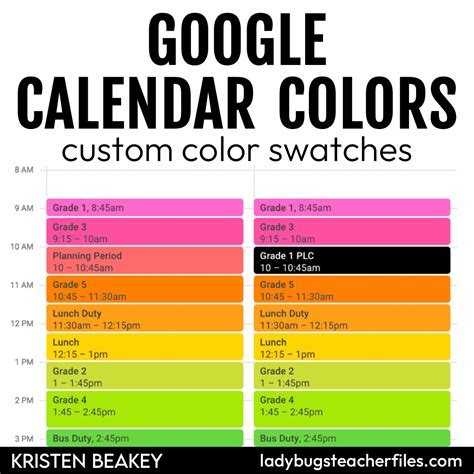 Google Calendar Color Schemes – Updated Dates, Schedule & Printable Guide