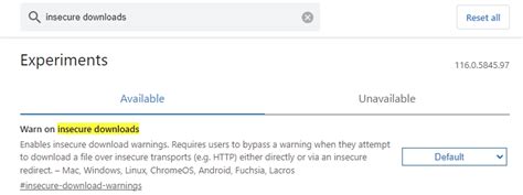 Google Chrome experiment warning