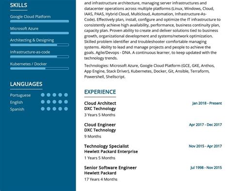 Google Cloud Architect Sample Resume
