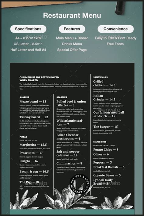 Google Doc Restaurant Menu Template