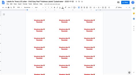 Google Docs Address Labels Template