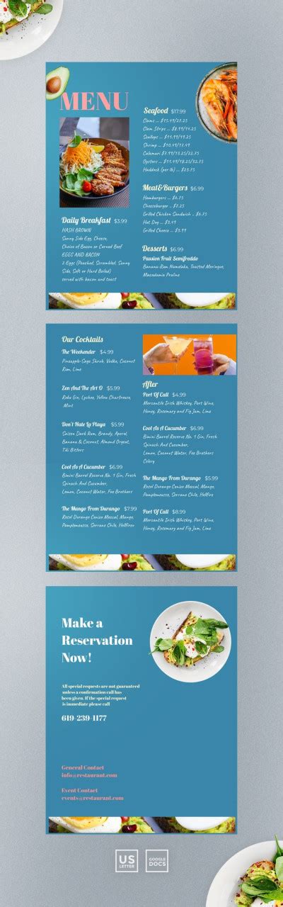 Google Docs Restaurant Menu Template Gif