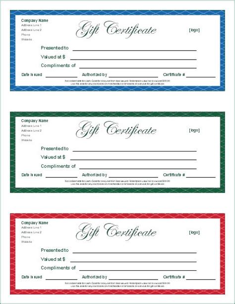 Google Docs Templates Gift Certificates