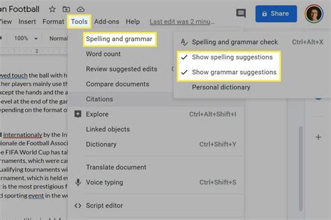 Google Docs spell check
