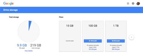 Google Drive Storage Options