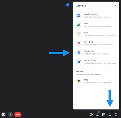 Google Meet transcribe to Docs