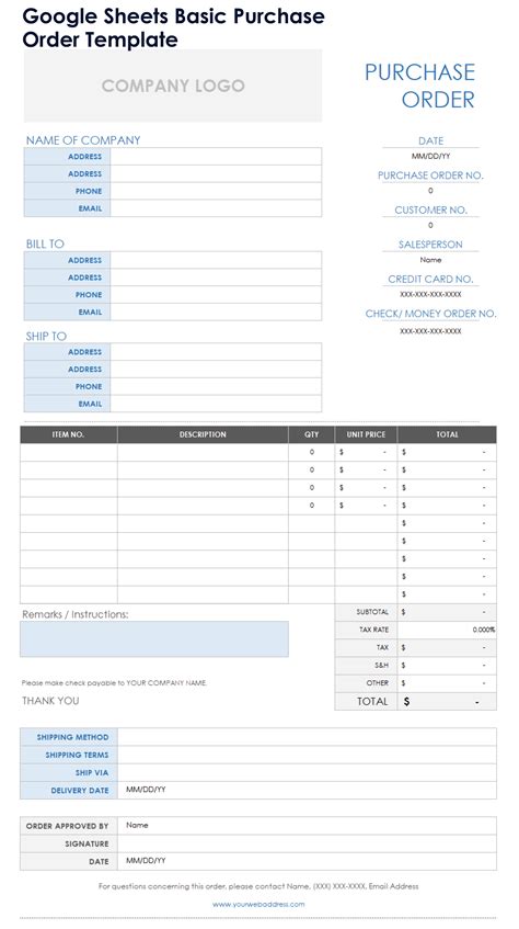 Google Purchase Order Template