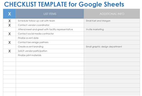 Google Sheet Checklist Template – Free Editable Template & Examples ...