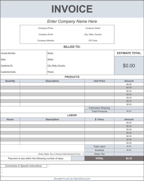 Google Sheet Invoice Templates