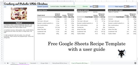 Google Sheet Recipe Template