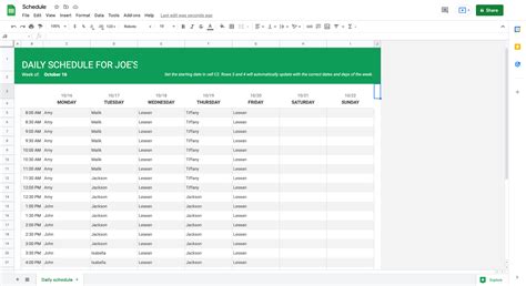 Google Sheets Shift Schedule Template