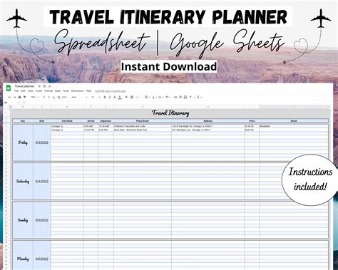 Google Sheets Travel Template