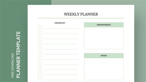 Google Weekly Planner Template