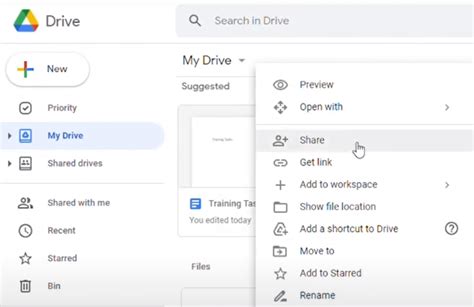 Google Workspace sharing files