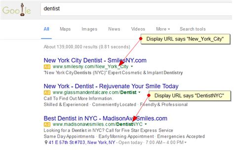 Google ads display URL