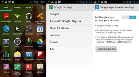 Google app settings